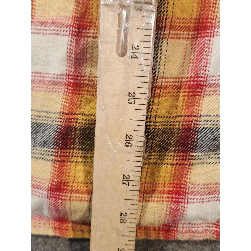 True Religion Shirt Mens XL Yellow Plaid Flannel Snap Button Up‎ Casual